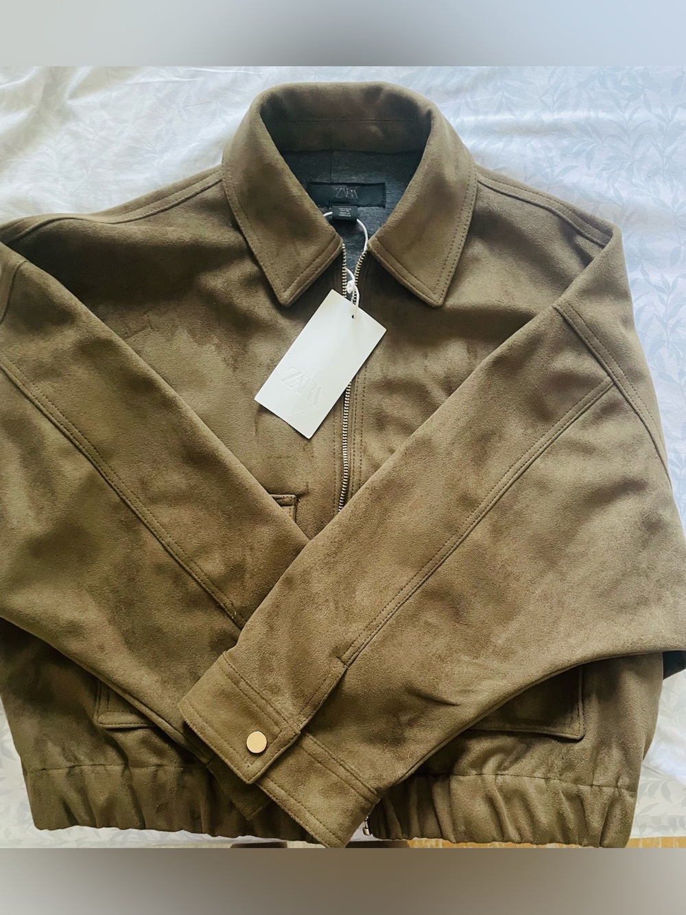 Zara Brown Suede Bomber Jacket - Picture 12 of 12